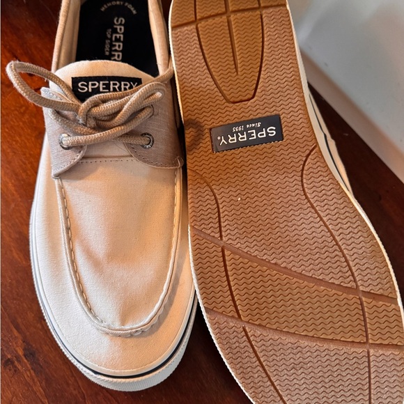Sperry Men's Tan and Cream Boat Shoes size 14 new without tags - Picture 9 of 9